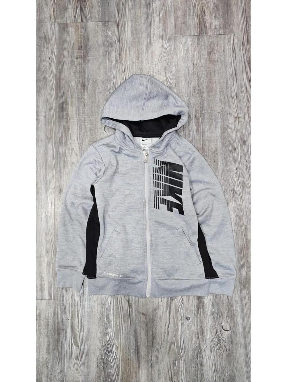 Nike Therma-FIT Kids Gray Zip Up Hoodie Size 7 Full Zip Sweatshirt